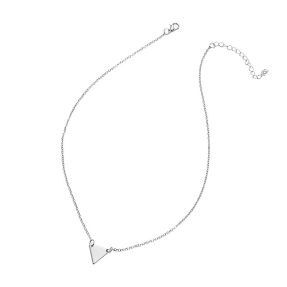 Feminine Silver Triangle Pendant Necklace - Picture 2 of 3